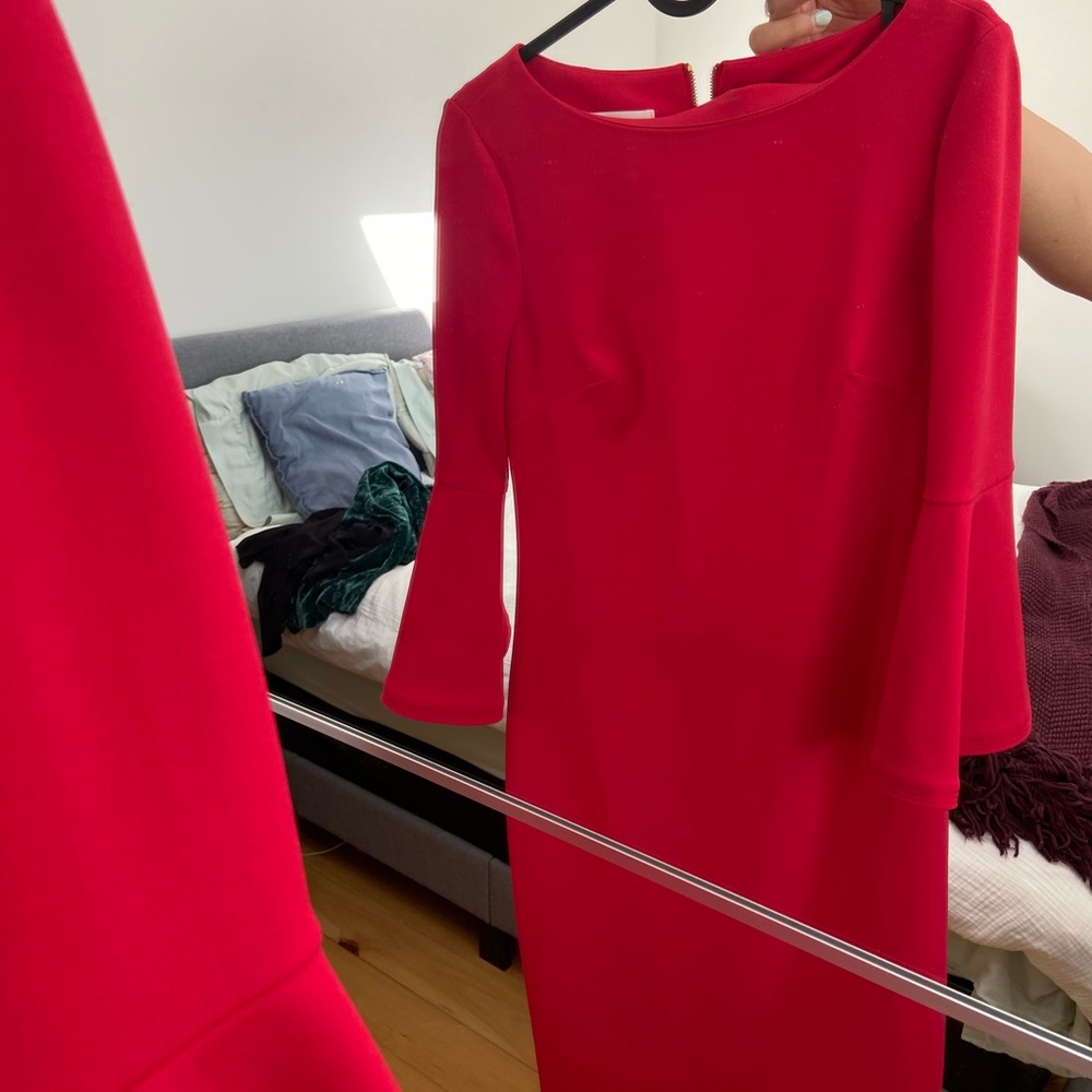 Calvin Klein red flare sleeve dress! Size 4, barely worn